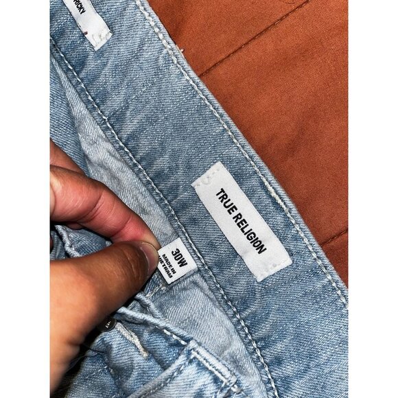 True Religion Ricky Blue Light Wash Slim Fit Straight Leg Men's Jeans Plus Size - Picture 5 of 11